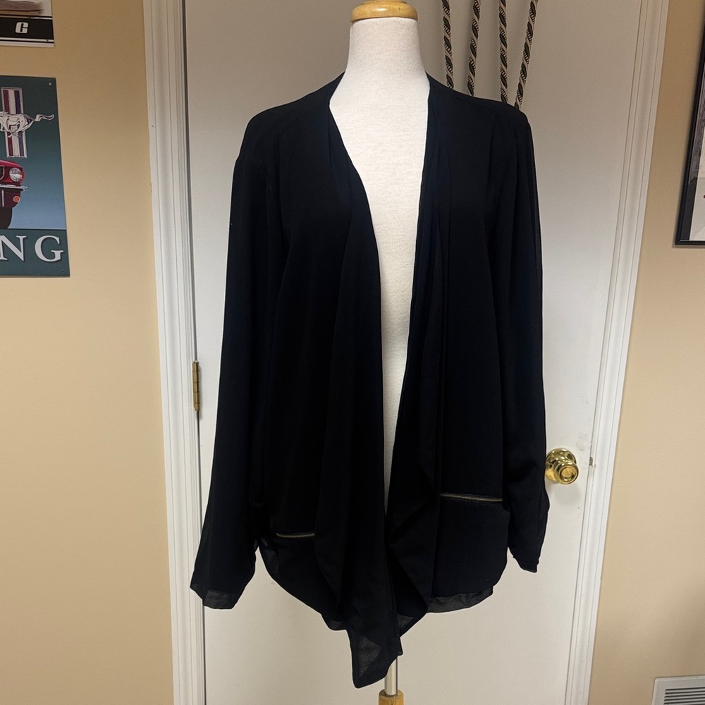 JUNAROSE OPEN LIGHTWEIGHT FLOWY BLACK BLAZER CARDIGAN PLUS SIZE 24